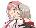  2girls ^_^ blush closed_eyes hands_on_another&#039;s_shoulders head_on_another&#039;s_shoulder hololive kakage multiple_girls one_eye_closed open_mouth red_nails sakamata_chloe takane_lui teeth upper_teeth virtual_youtuber 
