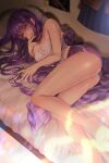  ... 1girl absurdres artist_name ass barefoot bedroom biting blush breasts camisole casual cleavage doki_doki_literature_club dolphin_shorts english_text eyebrows_visible_through_hair finger_biting hair_between_eyes hair_intakes hair_ornament hairclip highres implied_masturbation large_breasts lips long_hair lying nail_polish nib_pen_(object) no_bra on_bed on_side pen potetos7 purple_eyes purple_hair purple_nails purple_shorts short_shorts shorts solo spaghetti_strap spoken_ellipsis strap_gap sweat thighs yuri_(doki_doki_literature_club) 