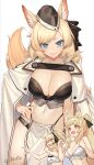  3girls :d animal_ear_fluff animal_ears arknights artist_name aunt_and_niece bare_shoulders black_ribbon blemishine_(arknights) blonde_hair blue_eyes breasts cleavage cokuto1 commentary_request eyebrows_visible_through_hair fingernails gaijin_4koma hair_ribbon hand_on_hip hat headset horse_ears horse_girl horse_tail jacket long_hair looking_at_viewer multiple_girls navel nearl_(arknights) ribbon smile sweatdrop tail thick_eyebrows whislash_(arknights) white_jacket yellow_eyes 