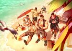  6+boys abs absurdres alca animal_ears avenger_(dungeon_and_fighter) baimeme bara bare_arms beach beard black_hair bottle bulge camera car casual character_request clothing_cutout commission contemporary cross cross_necklace dog dungeon_and_fighter eyewear_on_head facial_hair grey_shorts ground_vehicle gyee highres holding holding_camera jacket jewelry large_pectorals lion_boy lion_ears lion_tail male_focus male_priest_(dungeon_and_fighter) male_swimwear mature_male motor_vehicle multiple_boys muscular muscular_male navel navel_hair necklace nipples open_clothes open_jacket original pectoral_cleavage pectorals perspective pigeon-toed priest_(dungeon_and_fighter) red_eyes sand sandals seashell shell shirt short_hair shorts sitting sleeveless sleeveless_jacket sleeveless_shirt standing starfish stomach sunglasses surfboard swim_trunks tail tail-tip_fire thick_eyebrows thick_thighs thigh_cutout thighs umbrella volleyball white-framed_eyewear white_shirt 