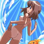  ass breasts from_below haruka_(pokemon) looking_back lowres nude pokemon sideboob tan tanline torchic uncensored view_from_below 