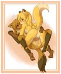  2girls animal_ears anus ass ass_grab barefoot blonde_hair blush brown_hair feet fox_ears fox_tail furry hand_holding ka_(pixiv341010) kagerofu looking_back multiple_girls nude pawpads paws pussy pussy_juice soles sweat tail take_your_pick toes yuri 