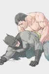  2boys abs anal artist_name bara batman batman_(series) belt black_gloves black_hair blush bodysuit bodysuit_pull bruce_wayne clark_kent clothed_sex clothes_pull couple dc_comics doggystyle evinist french_kiss gloves grey_bodysuit highres imminent_kiss kiss large_pectorals looking_at_another male_focus mask multiple_boys muscular muscular_male navel nipples open_mouth pants pants_pull pectorals sex sex_from_behind short_hair smile superman superman_(series) teeth tongue tongue_out yaoi 