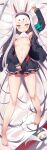  1girl animal_ears azur_lane bare_legs blush breasts dakimakura_(medium) full_body hair_between_eyes headband highres jacket kochipu long_hair looking_at_viewer lying navel rigging shimakaze_(azur_lane) silver_hair small_breasts solo 