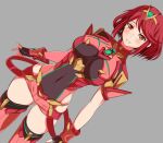  aegis_sword_(xenoblade) bangs black_gloves breasts chest_jewel earrings fingerless_gloves gloves jewelry large_breasts pyra_(xenoblade) red_eyes red_hair red_legwear red_shorts samu_poteto short_hair short_shorts shorts swept_bangs sword thighhighs tiara weapon xenoblade_chronicles_(series) xenoblade_chronicles_2 