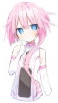  1girl absurdres bare_shoulders breasts buran_buta elbow_gloves gloves highres long_hair looking_at_viewer neptune_(series) pink_hair power_symbol sketch small_breasts smile solo symbol-shaped_pupils upper_body white_sister_ram 