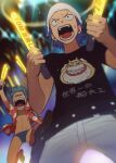  &gt;_&lt; 2boys cheering franky glowstick hat highres iceburg male_focus male_underwear multiple_boys one_piece open_clothes open_mouth open_shirt qin_(7833198) short_hair tom_(one_piece) underwear xo 