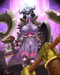  1girl armor draenei nipples paladin_(world_of_warcraft) pov shield solo_focus warcraft world_of_warcraft 