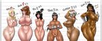  6girls abs ass breasts carmessi dark_skin group huge_ass huge_breasts lineup muscle 