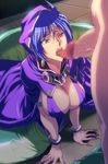  artist_request big_breasts blue_hair breasts breath_of_fire censored cleavage deis earrings fingernails gem huge_tits ichijiku jewelry jewels kneeling lamia large_breasts long_fingernails long_hair long_nails monster_girl naga open_mouth oral penis purple_eyes scales tongue 