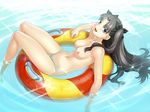  1024x768 1girl bow breasts fate/stay_night fate_(series) innertube long_hair nude pussy solo tohsaka_rin twintails type-moon uncensored wallpaper water wet 