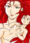  blush breasts dual_persona green_eyes hakubi_washuu long_hair medium_breasts nude older pussy red_hair small_breasts tenchi_muyo tenchi_muyou! uncensored vagina very_long_hair younger 