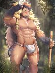  1boy abs absurdres animal_hood bara blush boar_boy boar_hood boar_tail body_fur bodypaint brown_hair bulge commission covered_testicles dripping facial_hair facial_mark fang feet_out_of_frame fundoshi goatee gradient_hair groin gullinbursti_(housamo) highres hood japanese_clothes large_pectorals long_sideburns male_focus male_underwear mature_male multicolored_hair muscular muscular_male navel nipples pectorals rain second-party_source short_hair sideburns solo stomach tekkowang thick_thighs thighs tokyo_afterschool_summoners topless_male underwear wet wet_clothes wet_male_underwear white_male_underwear 