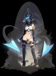  1girl absurdres bangs bare_shoulders black_background black_footwear black_hair black_shorts blue_eyes blue_hair boots breasts brown_background claws clothes_pull elbow_gloves evelynn_(league_of_legends) eyebrows_visible_through_hair full_body gloves heart high_heel_boots high_heels highres horns league_of_legends long_hair looking_at_viewer medium_breasts navel nipples one_eye_closed pointy_ears pussy shadow_evelynn shorts shorts_pull shuuko_(s_h_uuko) smile solo standing tail tattoo thigh_boots thighhighs undressing 