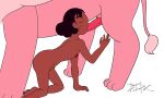  brown_body cartoon_network connie_maheswaran duo erection felid female feral fur genitals hi_res human humanoid lion lion_(steven_universe) male male/female mammal nipples nude oral pantherine penis pink_body pink_fur sex simple_background size_difference steven_universe unknown_artist young 