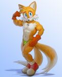  anthro bulge canid canine clothing flexing footwear fox gloves handwear hi_res jewelry male mammal miles_prower necklace sega shoes solo sonic_the_hedgehog_(series) totesfleisch8 underwear 