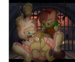  amy_rose anthro anthro_on_feral anus being_watched bestiality bodily_fluids canid chain chained classic_amy_rose classic_sonic_(universe) conjoined_eyes dungeon duo eulipotyphlan female female_on_feral feral forced green_eyes hands_on_hips hedgehog hi_res humanoid knotting looking_at_another male male/female mammal penetration rape rear_view sega sonic_the_hedgehog_(series) spread_legs spreading square_crossover tears unknown_artist vaginal vaginal_penetration 