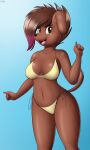  2021 3:5 5_fingers absurd_res an-tonio anthro bikini clothing digital_media_(artwork) eyelashes fangs female fingers hair hi_res mammal open_mouth simple_background solo swimwear 