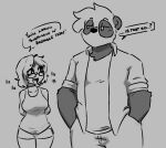  anthro clothed clothing duo eyewear female fur giant_panda glasses hair hijackerdraws_(artist) hiji human imminent_sex male male/female mammal monochrome multicolored_body two_tone_body ursid 