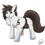 1:1 absurd_res alpha_channel animal_genitalia animal_penis anus balls earth_pony equid equine equine_penis fan_character feral genitals hasbro hi_res horse kaylon kaylon_(oc) looking_back male mammal my_little_pony penis perineum pony puffy_anus solo white_body 