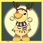  1:1 ambiguous_gender anatid anseriform antlers avian bird bucky_(tgh) christmas duck floating_hands hi_res holidays horn male scarf solo tgh toony 