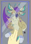  absurd_res anthro canid canine clothing fennec fennix footwear fox girly hi_res holding_object holding_phone legwear male mammal mirror mirror_selfie nude phone reflection selfie smile socks solo teyk thigh_highs tpknnts 