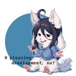  1:1 ahoge black_hair bob_(undertale) canid canine claws clothed clothing dialogue english_text fangs felid feline fluffy fur hair hi_res inner_ear_fluff mammal open_mouth pawpads paws pink_pawpads reignbeaux13 semi-anthro simple_background sitting smoking_pipe solo teeth tem temmie_(undertale) text toe_claws tongue topwear tuft undertale undertale_(series) video_games white_body white_fur 