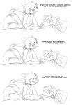  anthro black_and_white chiko dialogue domestic_cat dragon duo durg durg_(artist) english_text felid feline felis hi_res hybrid mammal monochrome profanity scalie sketch text 