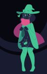  &lt;3 anthro balls black_background black_body black_fur blush blush_lines bovid caprine clothed clothing clothing_lift cock_warmer conditional_dnp deltarune eyebrows fur genitals girly goat green_clothing green_hat green_headwear green_legwear half-erect hat headgear headwear hi_res inkplasm legwear long_scarf male mammal navel penis penis_clothing raised_eyebrows ralsei red_scarf revealing_penis scarf simple_background smile solo standing thigh_highs undertale_(series) video_games 