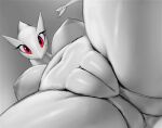  anthro anus big_breasts breasts female genitals legendary_pok&eacute;mon lugia monochrome nintendo pok&eacute;mon pok&eacute;mon_(species) pussy solo spread_legs spreading thousandfoldfeathers video_games 