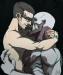  biceps duo embrace eyewear felixfellow glasses hug human humanoid judah licking male male/male mammal monster pecs sharp_teeth teeth tongue tongue_out 