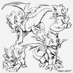  anthro bandai_namco ceratopsian digimon digimon_(species) digimon_ghost_game dinosaur drak-arts gammamon horn male multiple_images ornithischian reptile scalie scarf sketch_page solo triceratops wings 