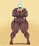  absurd_res ber00 big_breasts bodily_fluids breasts dark_body dark_skin detachable detachable_head dullahan elf female gradient_background hi_res holding_breast huge_breasts humanoid humanoid_pointy_ears lactating muscular muscular_female not_furry nude simple_background solo tongue tongue_out 