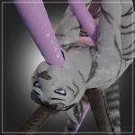  3d_(artwork) absurd_res anthro diffident_hexagon digital_media_(artwork) felid hi_res laval male mammal oral oral_penetration pantherine penetration solo tentacle_penetration tentacles tiger 