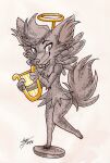  anthro braixen canid canine cement concrete feathered_wings feathers fox girly halo harp jeanlee male mammal musical_instrument nintendo pedestal petrification petrified plucked_string_instrument pok&eacute;mon pok&eacute;mon_(species) solo stone_statue string_instrument video_games volcano_(volcano-kaiser) volcanokaiser wings 