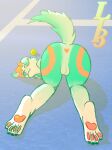  anthro anus ass_up ball balls bleu_(lolscarletxi) butt canid canine canis domestic_dog embarrassed feet floppy_ears foot_focus genitals hi_res lolscarletxi male mammal nude pawpads paws presenting presenting_hindquarters solo sun tennis tennis_ball tennis_court trans_(lore) trans_man_(lore) tripping 