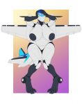  aircraft anthro big_breasts breasts female genitals hi_res implied_transformation living_aircraft living_machine living_vehicle machine ndragon3 pigeon_toed pussy solo surprise vehicle 