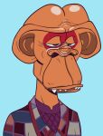  ambiguous_gender ape big_ears bored_ape_yacht_club clothing crow&#039;s_feet eyeliner ferengi haplorhine humanoid joshuamartian makeup mammal nft primate simple_background solo star_trek_deep_space_9 suit teeth_showing 