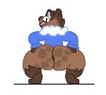  anthro bent_over blue_clothing blue_jacket blue_topwear brown_body butt clothing crouching hyaenid inner_ear_fluff jacket male mammal solo spots spotted_butt topwear tuft tundra(tundrathehyena4) tundrathehyena4 white_ear_fluff 