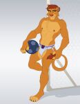  absurd_res anthro ball clothing colt3n disney felid hi_res jockstrap jockstrap_only lion male mammal pantherine simba simple_background soccer_ball solo the_lion_king underwear white_background 