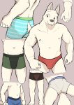  anthro boxer_briefs bulge butt canid canine clothed clothing male mammal manmosu_marimo muscular partially_clothed rear_view simple_background solo speedo swimwear underwear white_canine_(marimo) 