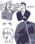  anthro beverage clothed clothing crossed_legs disney hair lizard male necktie reptile scalie sitting solo star_vs._the_forces_of_evil suit text toffee_(svtfoe) unknown_artist yellow_eyes 