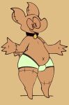  animate_inanimate anthro bulge clothed clothing collar collar_tag hi_res living_plushie male navel open_mouth orange_background orange_body orange_eyes plushie seam_(sewing) simple_background slightly_chubby solo squishy_(artist) thick_thighs topless underwear x_eyes x_navel 