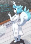  anthro biped breasts chalkboard clothing coat dunewulff female fur furgonomics furniture hi_res lab_coat mammal nintendo nipples pachirisu pok&eacute;mon pok&eacute;mon_(species) rodent sciurid solo stool topwear video_games white_body white_fur 