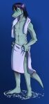  anthro blue_background disney grey_body hair hi_res lizard male muscular reptile scalie simple_background solo star_vs._the_forces_of_evil toffee_(svtfoe) towel towel_only unknown_artist yellow_eyes 