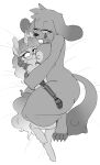  anthro areola bed big_breasts blush bodily_fluids breasts butt chalk_(oc) cuddling duo equid equine eyewear female female/female freckles fur furniture glasses hair hi_res horn izel_stand_(oc) mammal mcsweezy nipples nude open_mouth prosthetic prosthetic_limb simple_background smile unicorn 