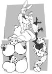  anthro balls big_breasts breast_play breast_suck breasts canid canine canis comic dalmatian domestic_dog female freckles_(artist) genitals hand_on_butt huge_breasts kneeling lagomorph larger_female leporid male male/female mammal nipple_fetish nipple_play nude penis rabbit size_difference smaller_male sucking 
