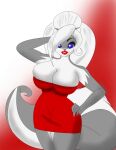  absurd_res anthro bigboy4025_(artist) breasts chloe_sinclaire clothing dress female hi_res lipstick makeup mammal mephitid skunk solo 