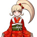  bell blonde_hair bow christmas danganronpa_(series) danganronpa_2:_goodbye_despair edit furisode japanese_clothes jingle_bell kimono lowres orange_eyes ponytail red_bow saionji_hiyoko snowflakes sprite sprite_art 