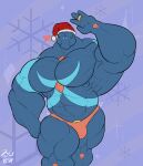  anthro big_muscles bulge christmas christmas_clothing christmas_headwear clothing digit_ring gem hat headgear headwear hi_res holidays humanoid invalid_tag jewelry kalt-jn male mouthless muscular pecs protz quads ring santa_hat solo symbiote underwear wedding_ring 